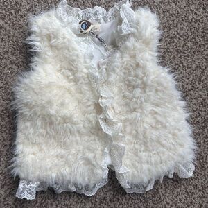 M.L. Kids Lace & Faux Fur Vest